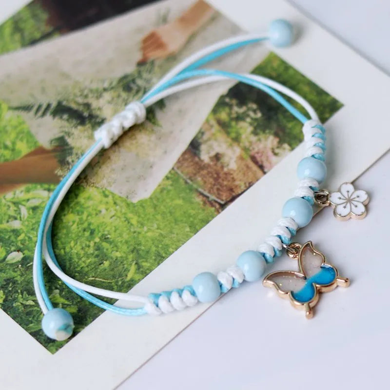 Fashion Handmade Purple Butterfly Flower Bracelet