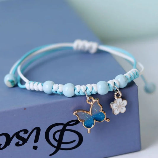 Fashion Handmade Purple Butterfly Flower Bracelet
