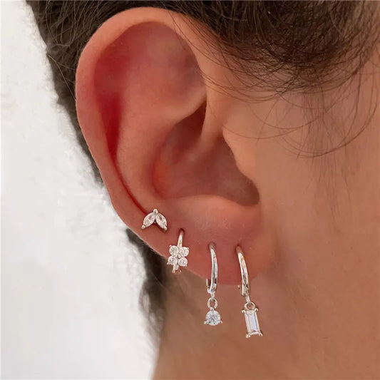 2PC Stainless Steel Little Huggies Hoop Earring