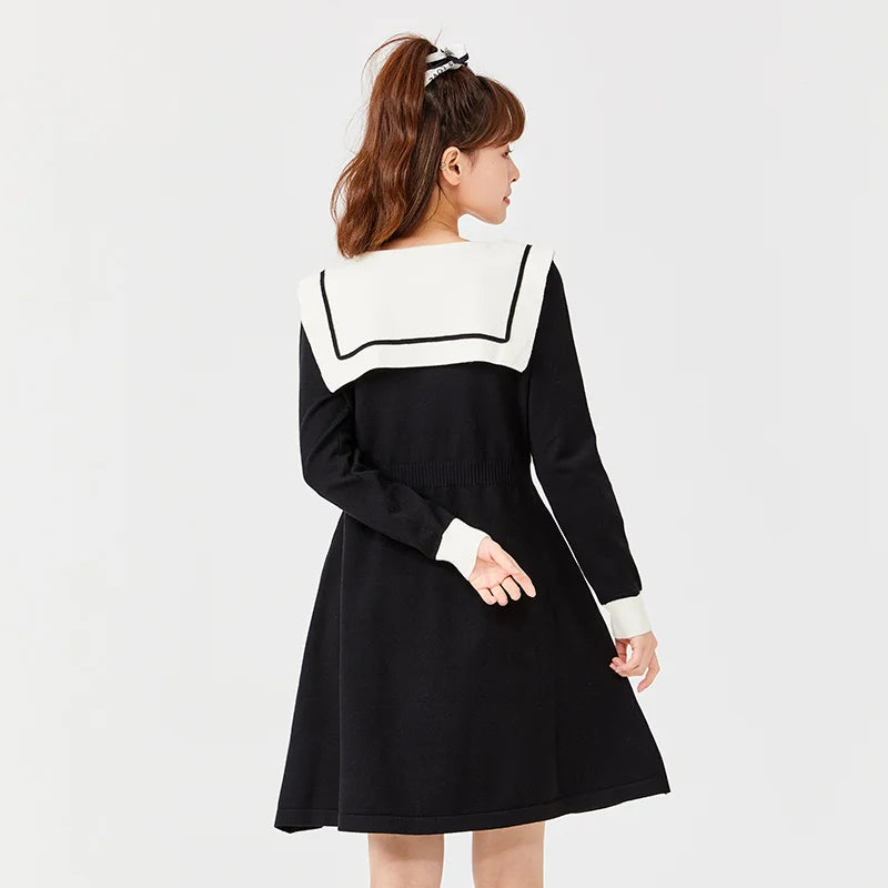 Women Slim Black Bow Dress