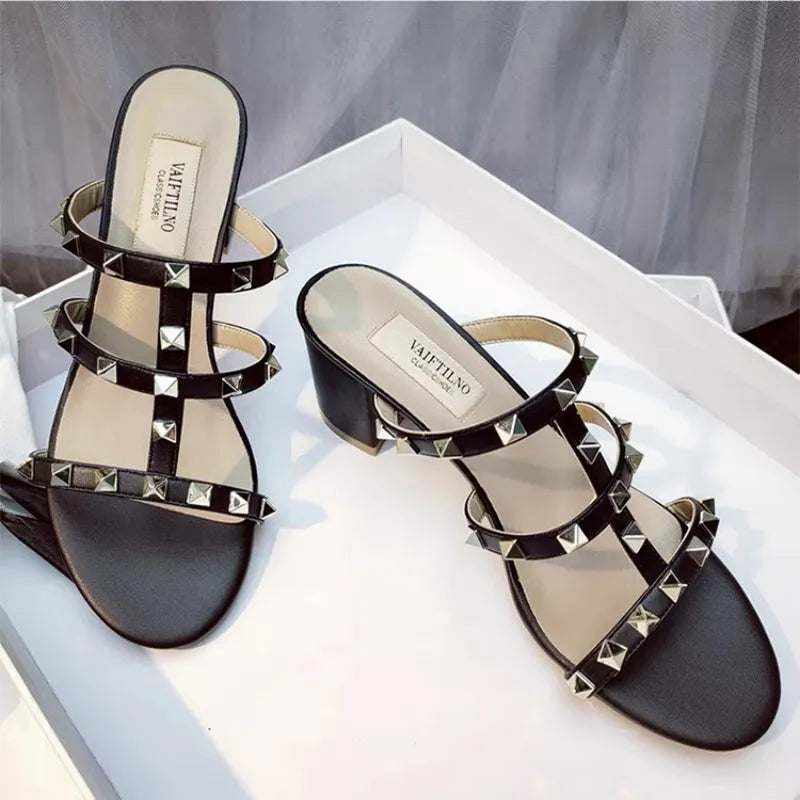 Luxury Genuine Leather Sexy Open Toe Flat Sandals
