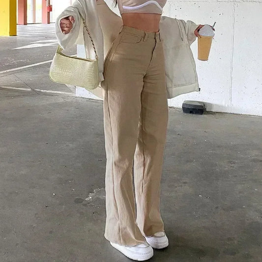 High-waisted Straight Pants