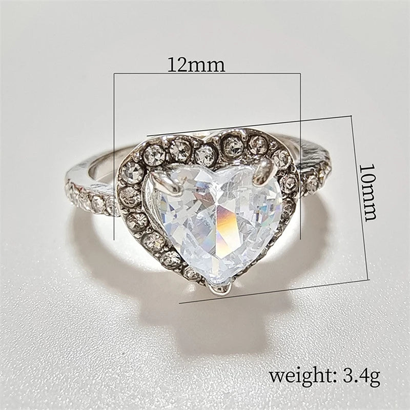 New Classic Silver Color Red Heart Ring
