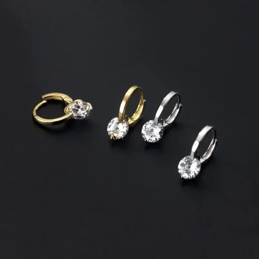 Round Zircon Simple Dangle Earrings