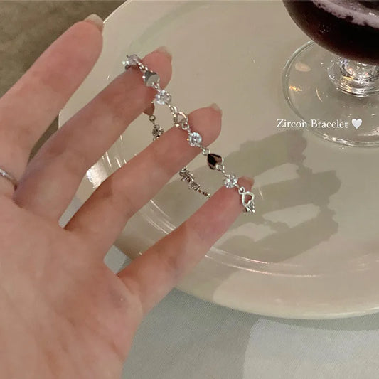 Sparkling Hollow Heart Bracelet