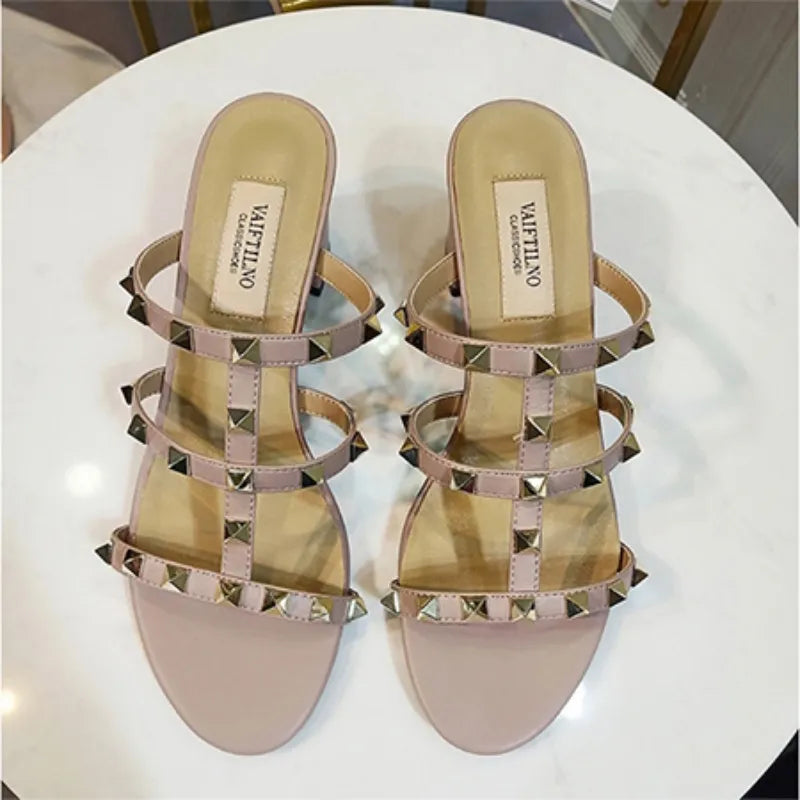 Luxury Genuine Leather Sexy Open Toe Flat Sandals