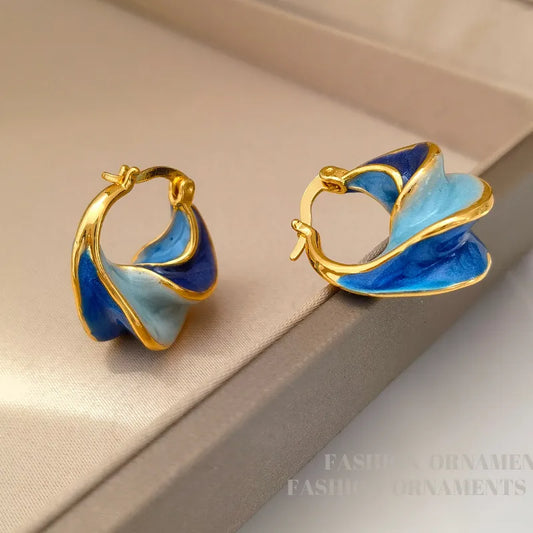 Geometric Blue Earrings