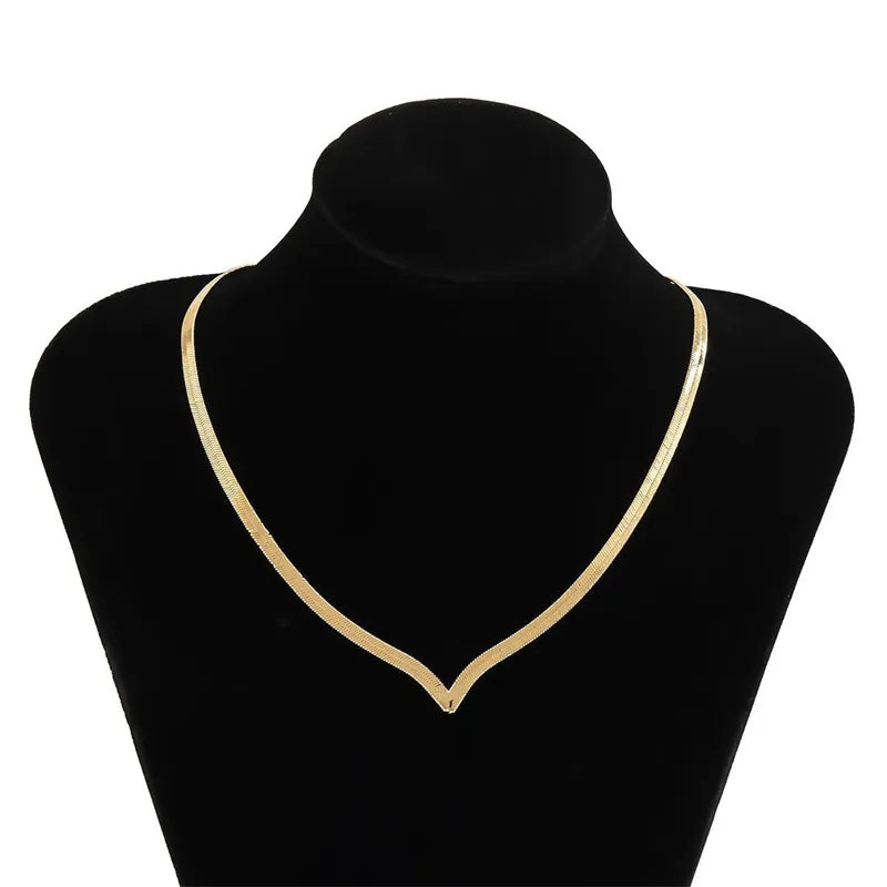 Fashion Flat Snake Chain Herringbone Necklace