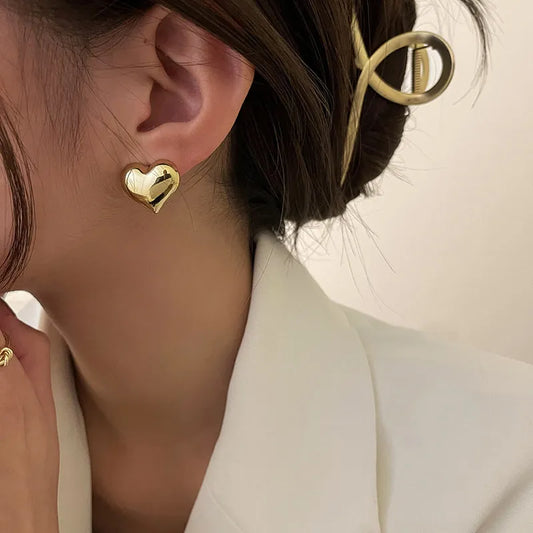 Metal Heart Stud Earrings