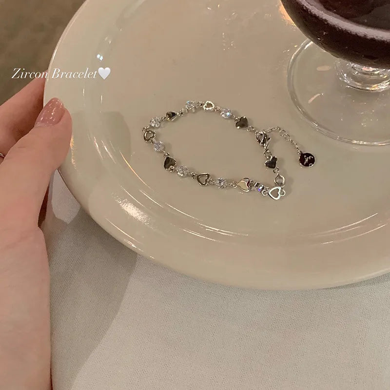 Sparkling Hollow Heart Bracelet