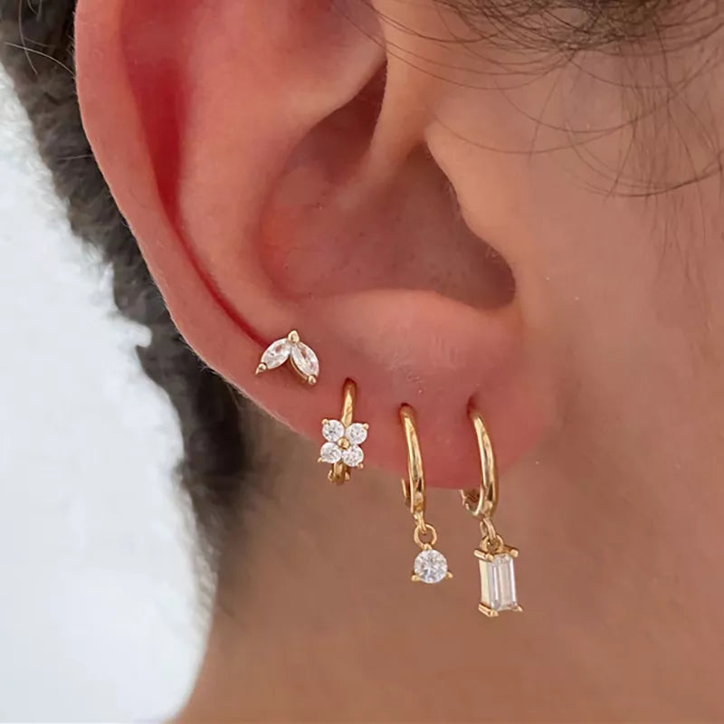 2PC Stainless Steel Little Huggies Hoop Earring