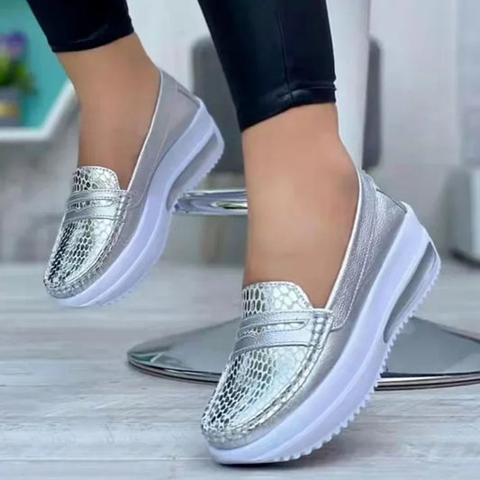 Women Sneakers Leather Fashion Wedge