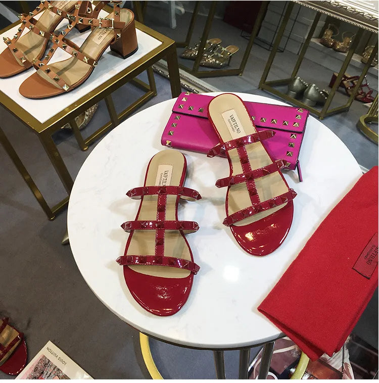 Luxury Genuine Leather Sexy Open Toe Flat Sandals