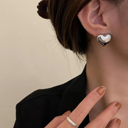 Metal Heart Stud Earrings