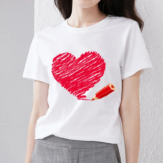Women's Trend Sweet Wild Printing Love Pattern Shirt